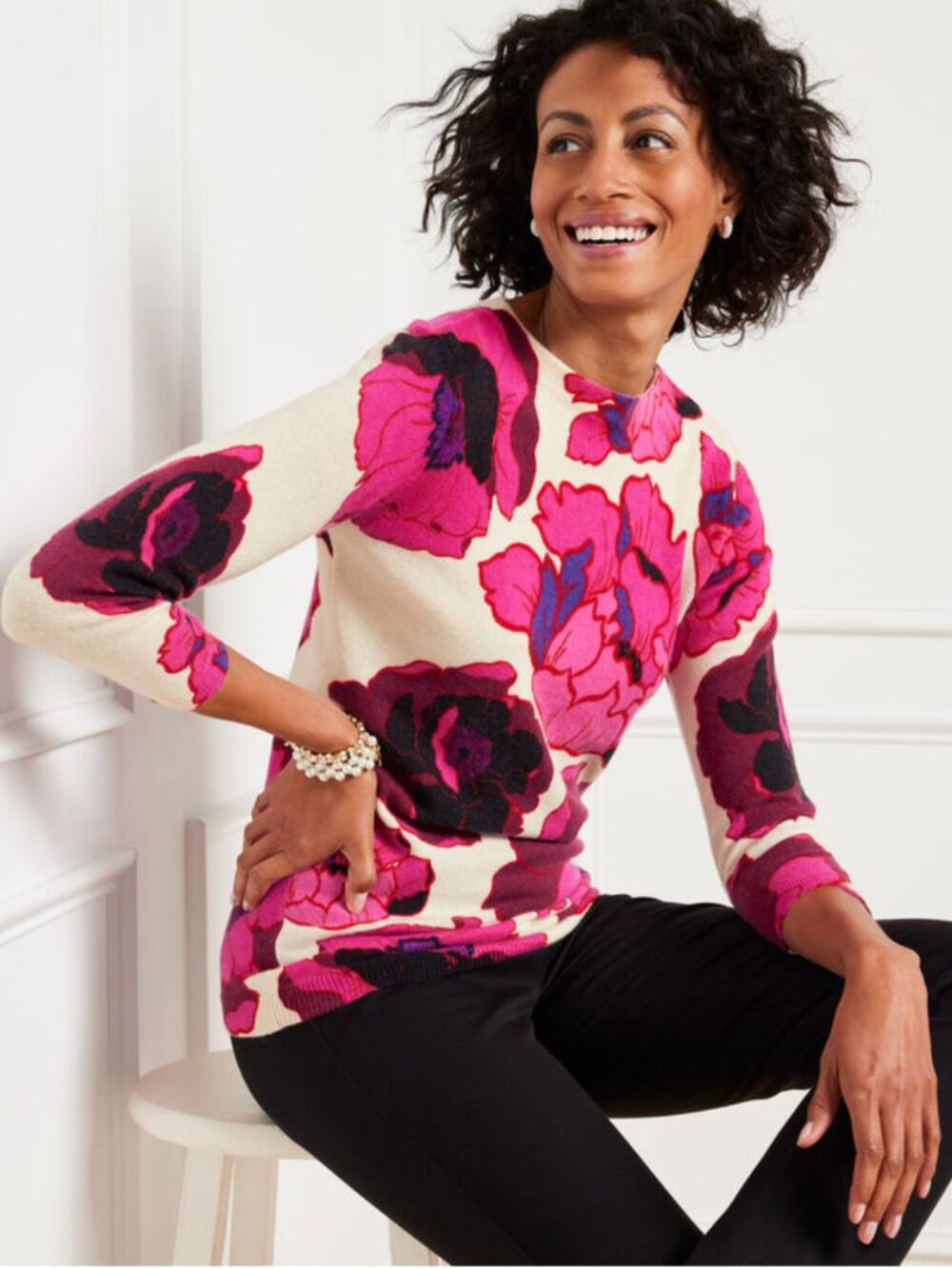 Talbot's Floral Cashmere Sweater